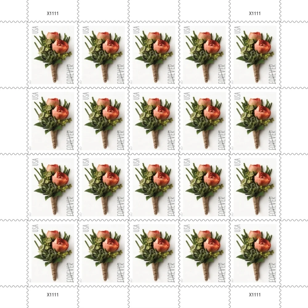 100 USPS Celebration Boutonniere Wedding 2017 Forever First Class Postage Mail‎